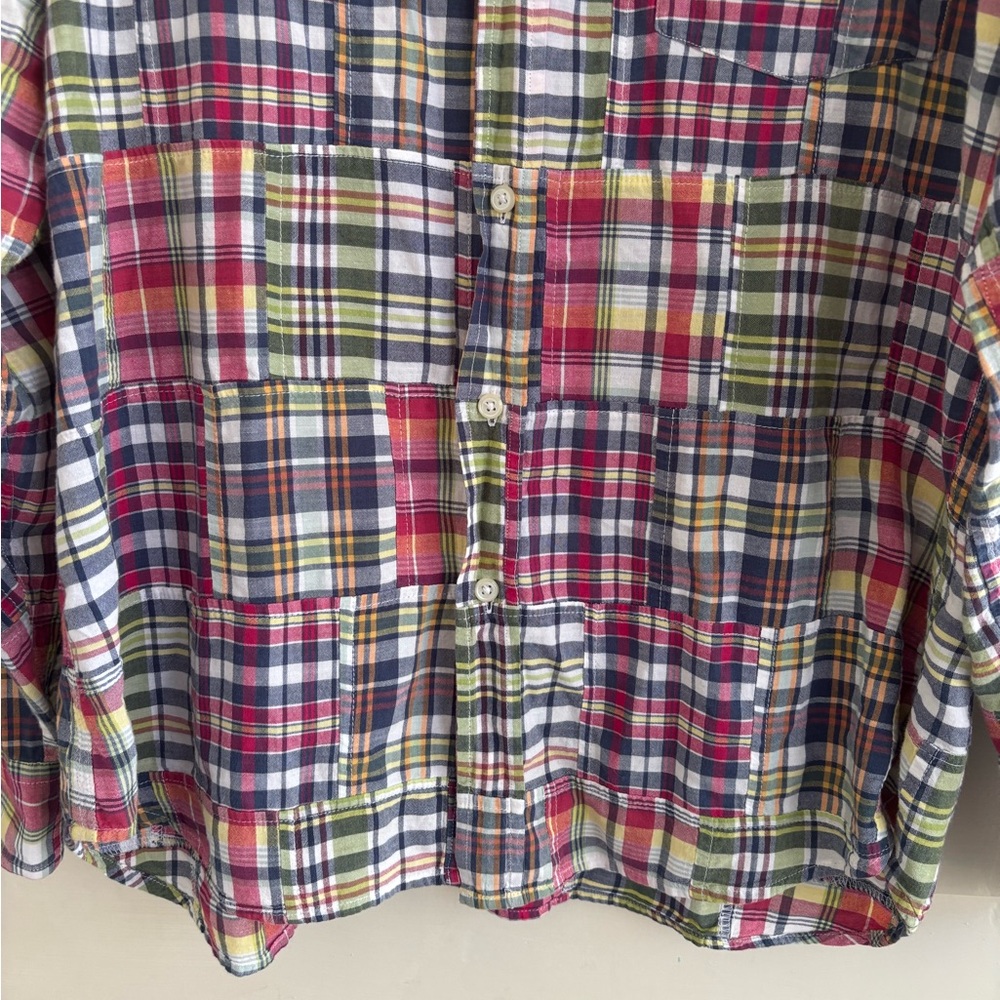 J. Crew Madras Patchwork Plaid Multicolor Long Sl… - image 8